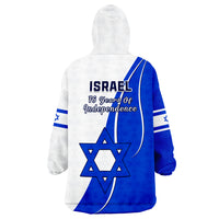 Israel Independence Day Wearable Blanket Hoodie Yom Haatzmaut Curvel Style - Shopicos