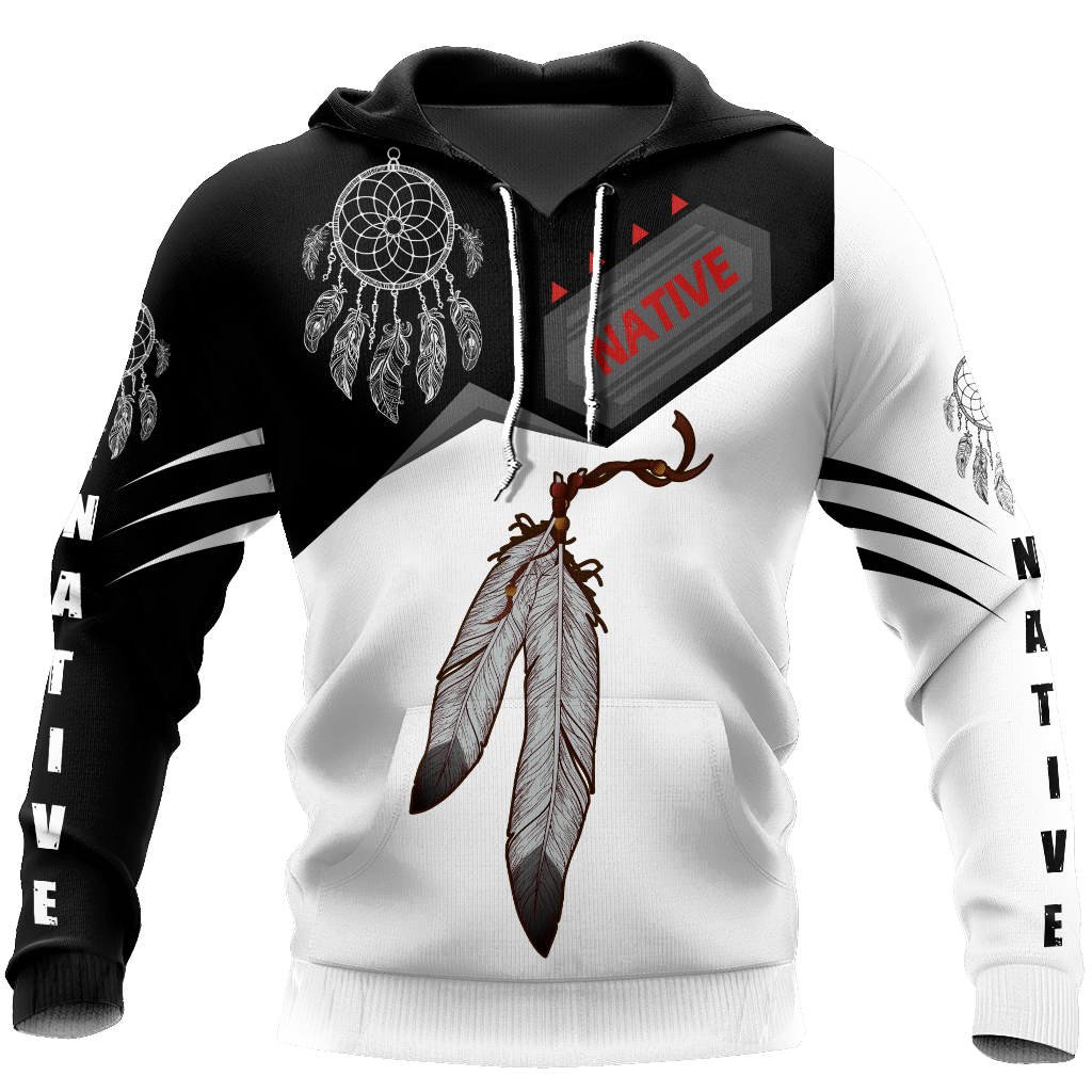 Premium Native American Feather All Over Printed Hoodie - Shopicos