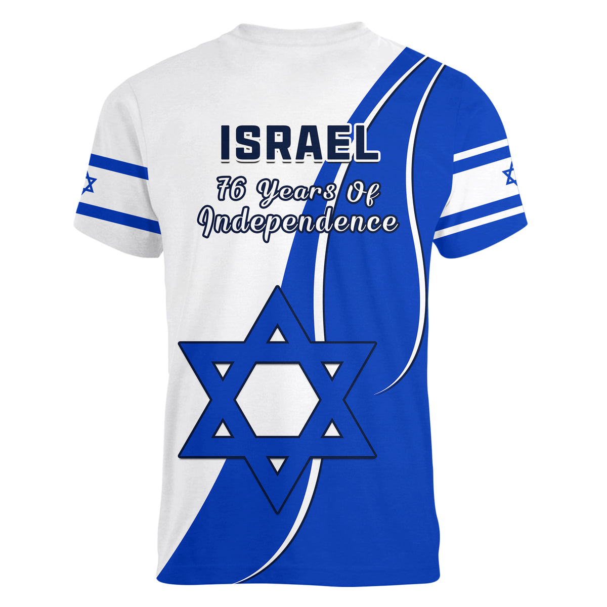 Israel Independence Day Women V Neck T Shirt Yom Haatzmaut Curvel Style - Shopicos