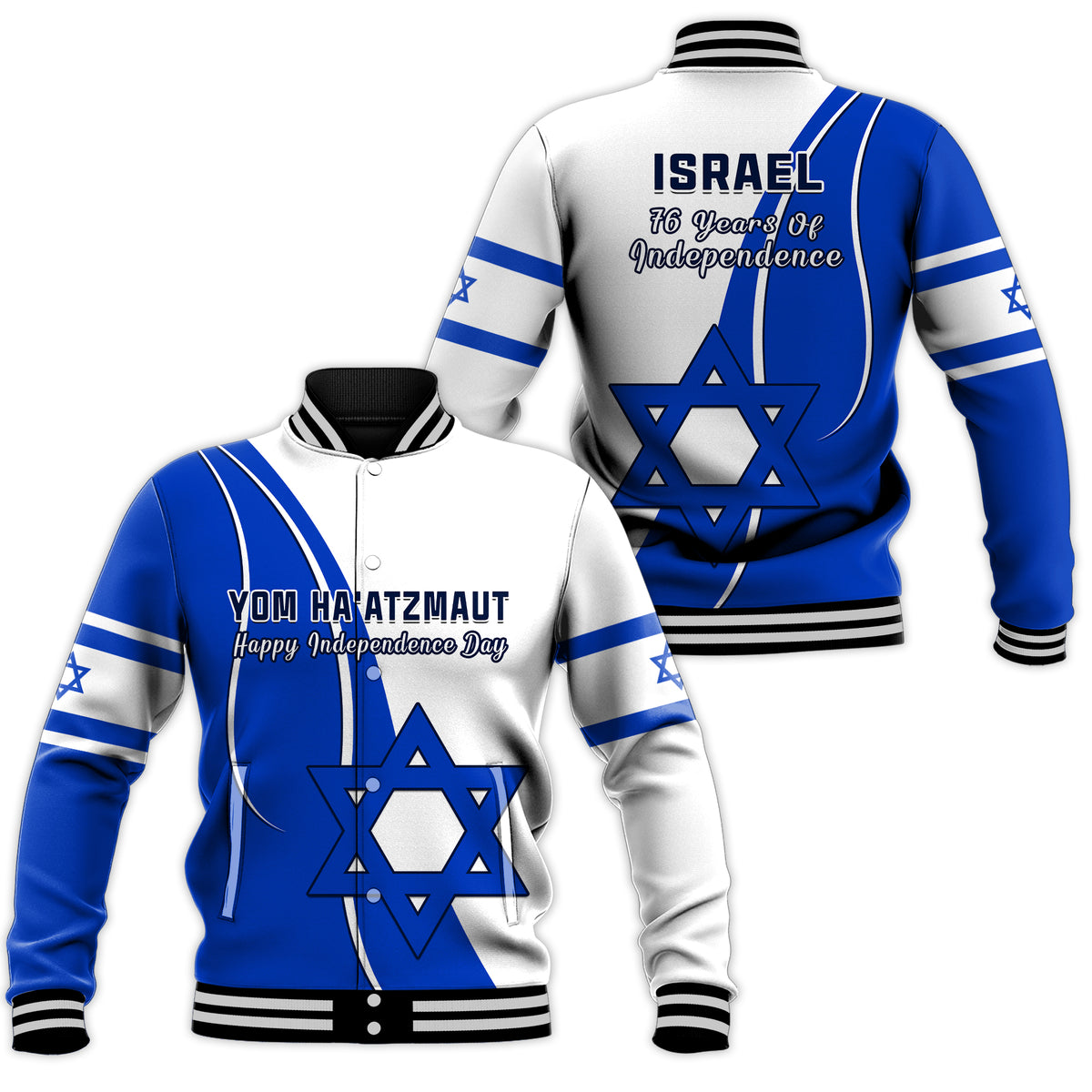 Israel Independence Day Baseball Jacket Yom Haatzmaut Curvel Style - Shopicos