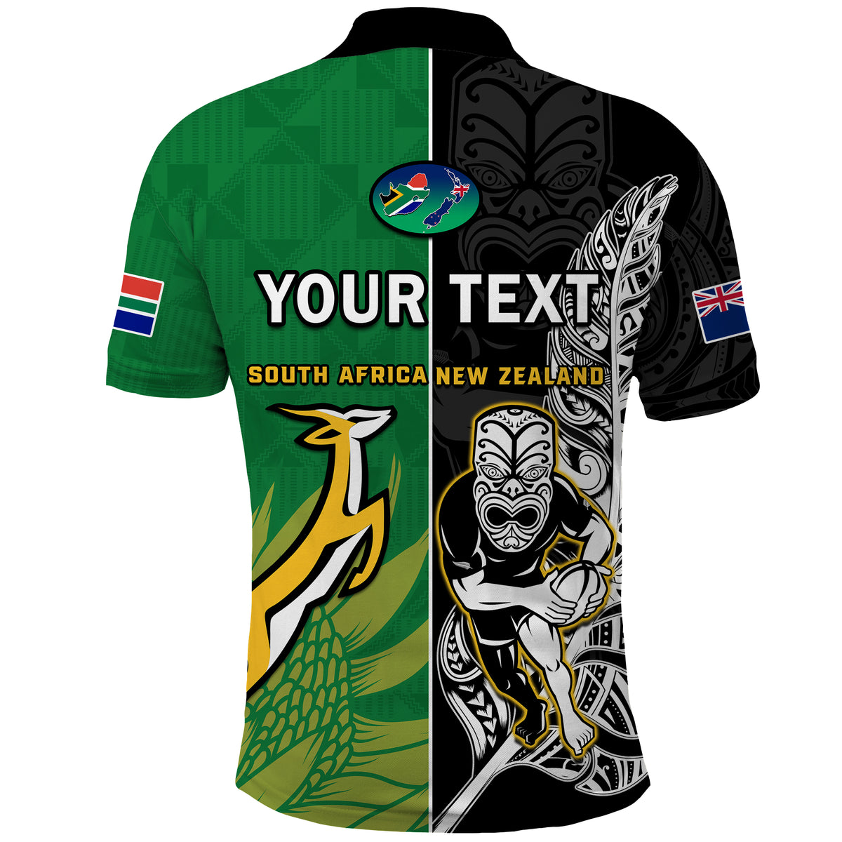 Custom New Zealand South Africa Rugby Polo Shirt All Black Maori Mix Springboks - Shopicos