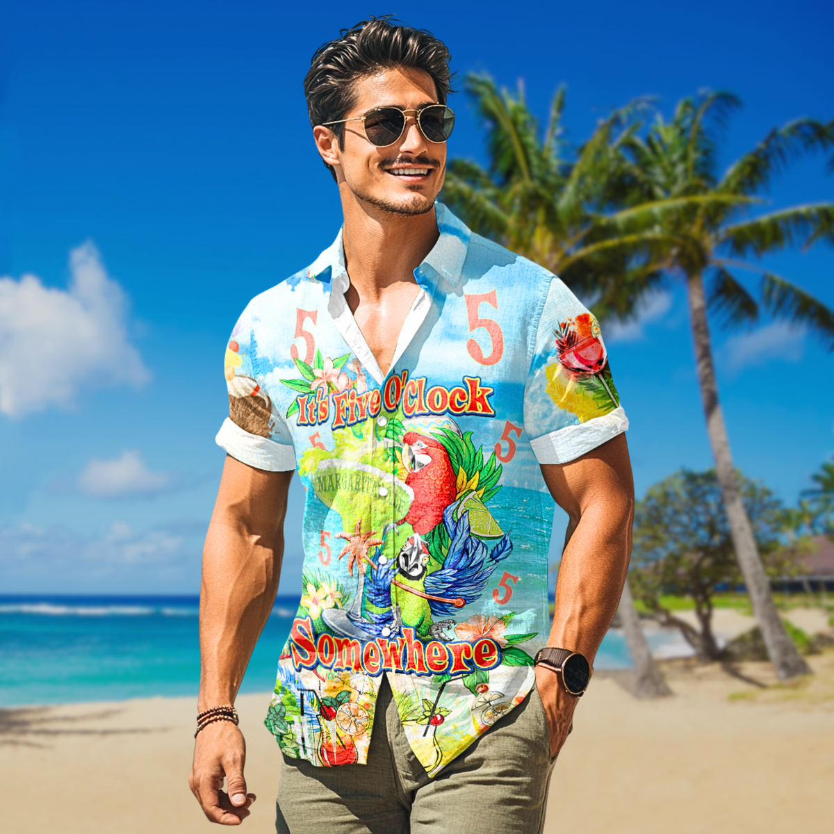 Parrot It's 5 O'clock Somewhere Hawaiian Shirt - Shopicos