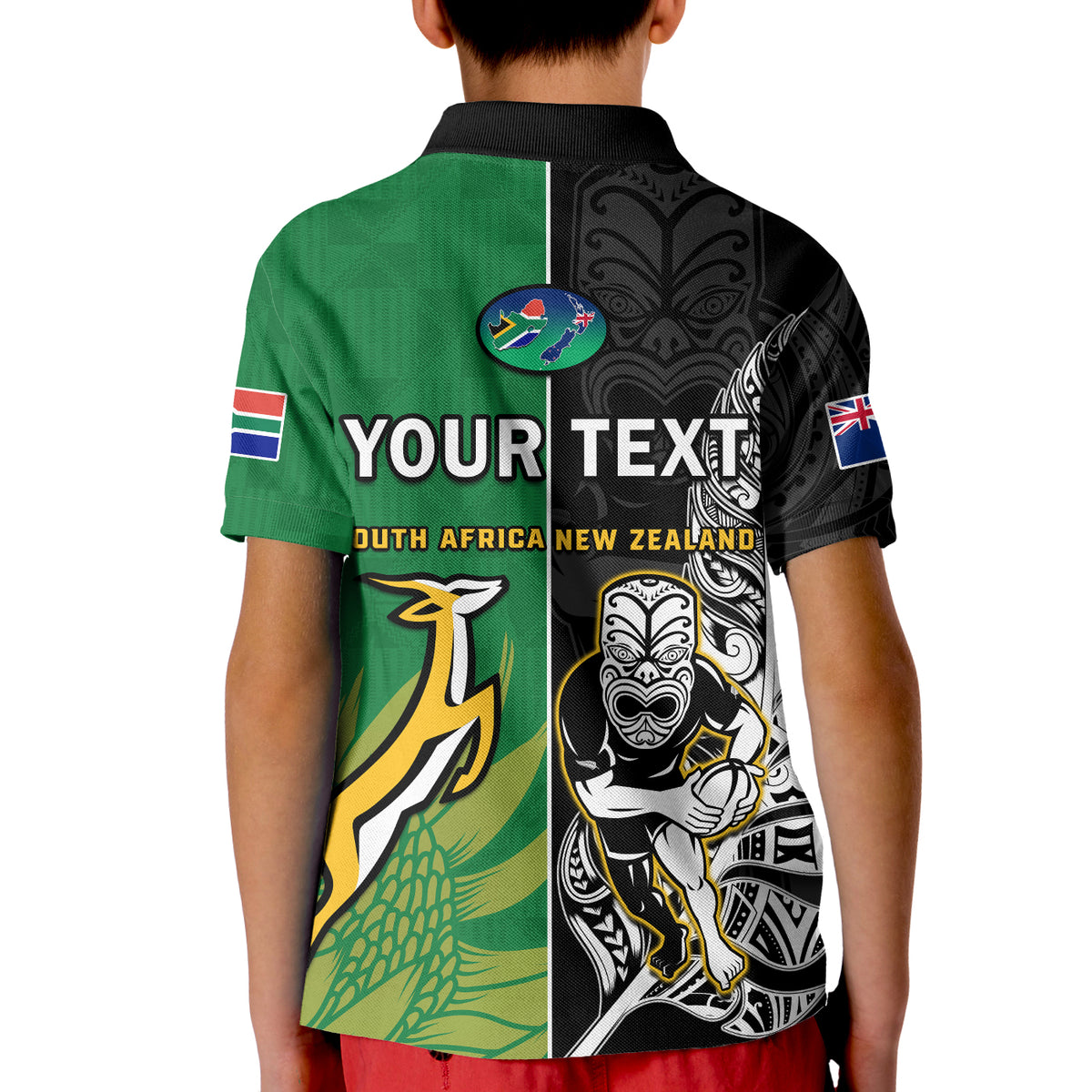 Custom New Zealand South Africa Rugby Polo Shirt All Black Maori Mix Springboks - Shopicos
