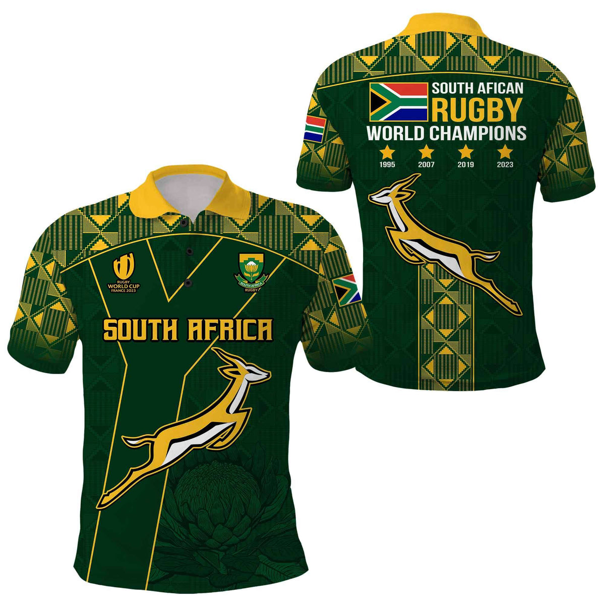 Springboks Rugby Polo Shirt South Africa History Champions - Shopicos