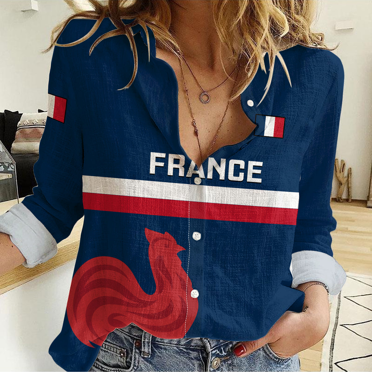 France Rugby Women Casual Shirt 2023 Allez Les Bleus World Cup - Shopicos