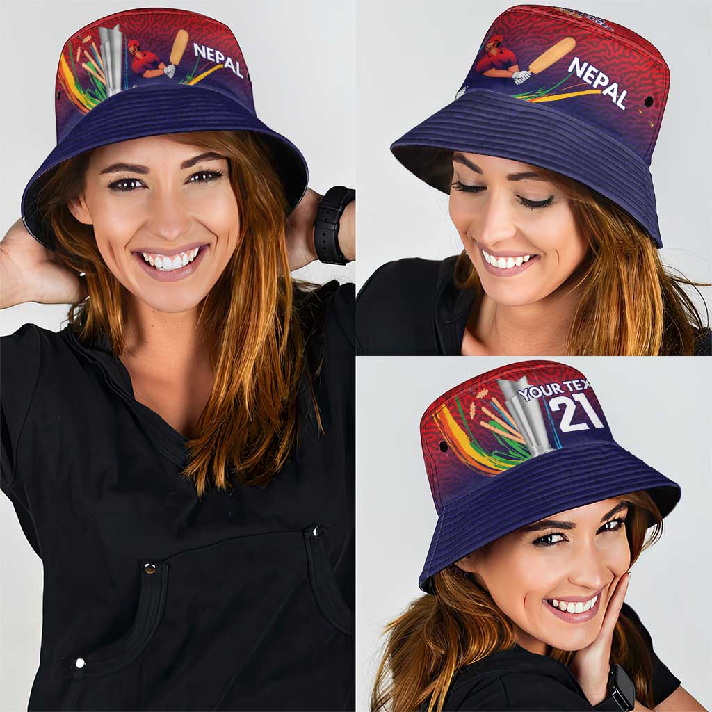 Custom Cricket Nepal East Asia-Pacific Bucket Hat Nepal Cricket Crown Quest - Shopicos