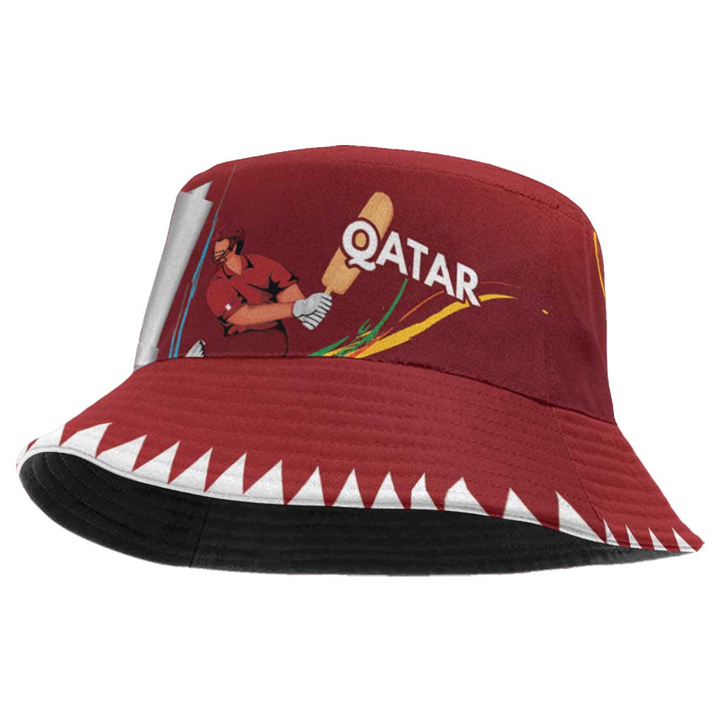 Custom Cricket Qatar East Asia-Pacific Bucket Hat Qatar Boundary to Victory - Shopicos
