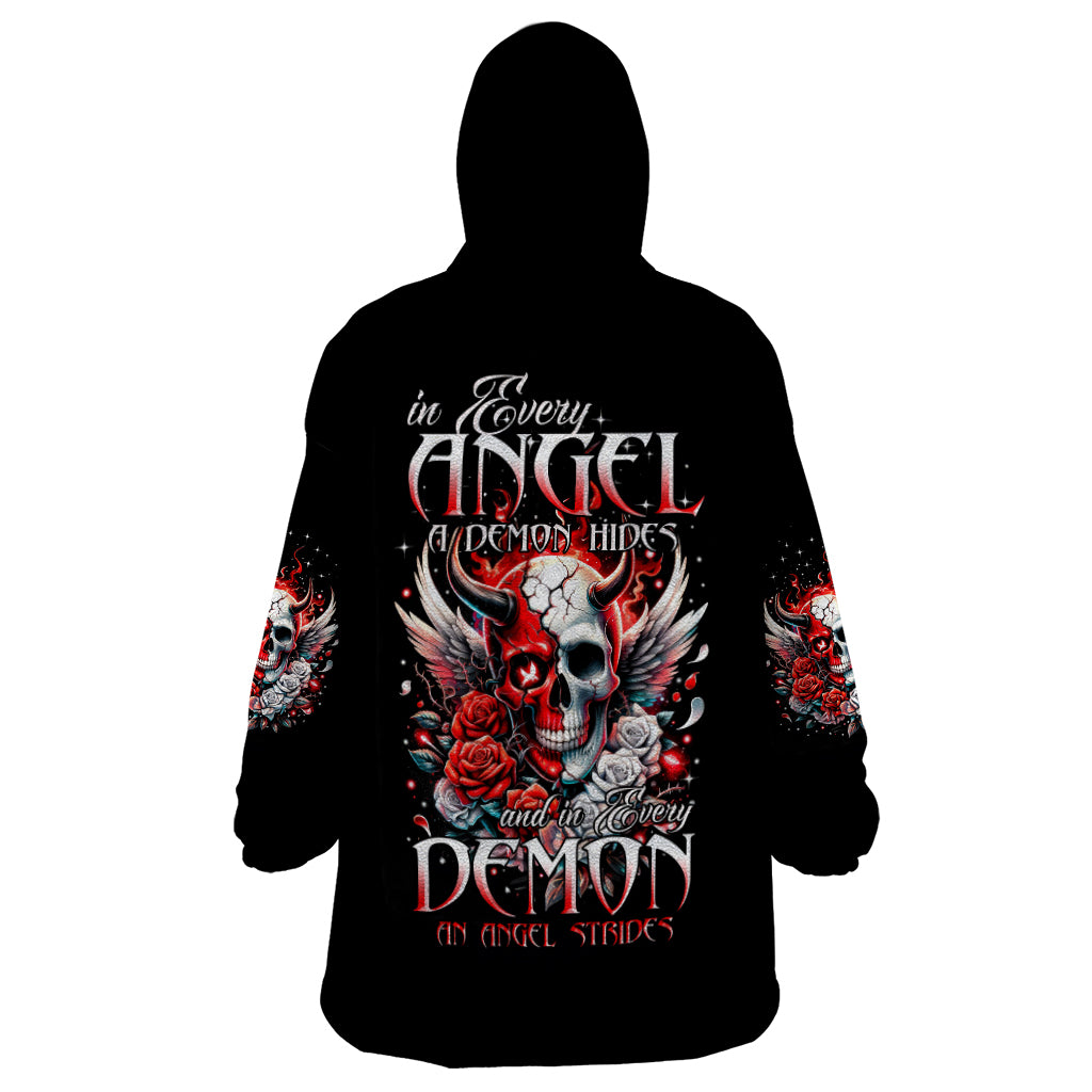 Devil Skull Wearable Blanket Hoodie In Every Angel A Demon Hides And In Every Demon An Angel Strides - Shopicos