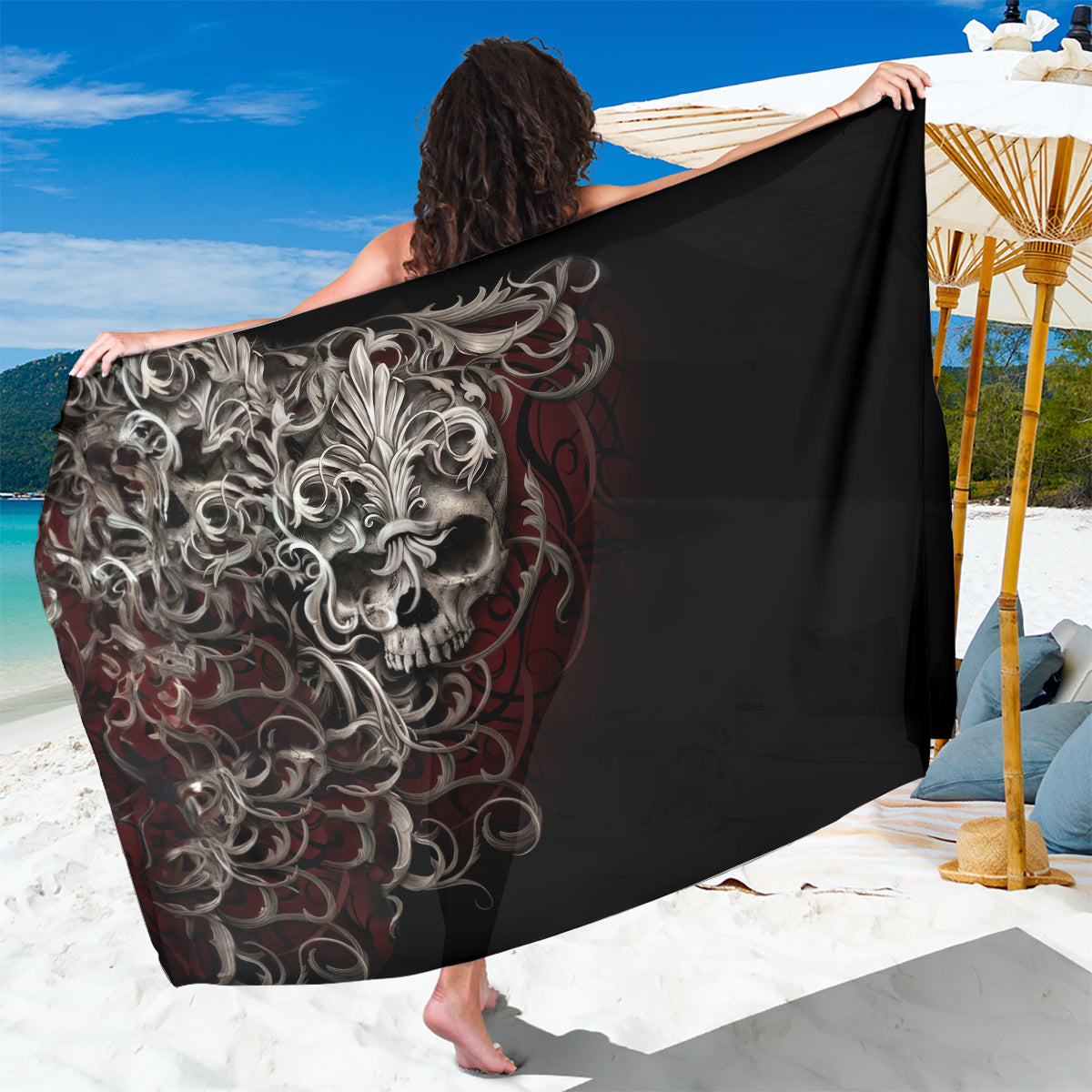 Skull Sarong Silver Warrior Royal - Shopicos