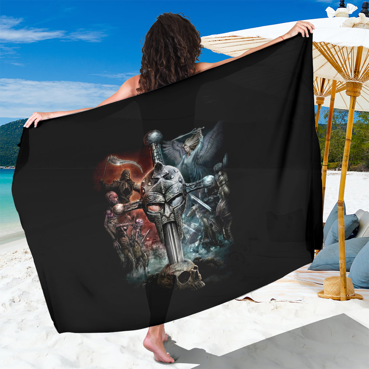 Warrior Skull Sarong Skull Warrior Viking - Shopicos