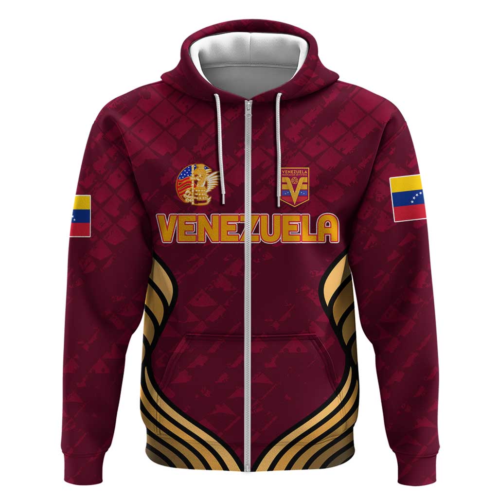 Custom Venezuela Football 2024 Zip Hoodie The Red Wine - Shopicos