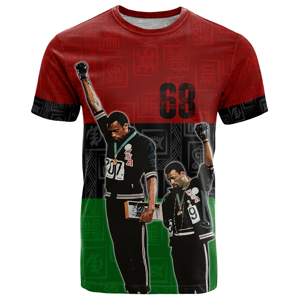 Mexico City 1968 African American T Shirt Black Power Salute - Shopicos