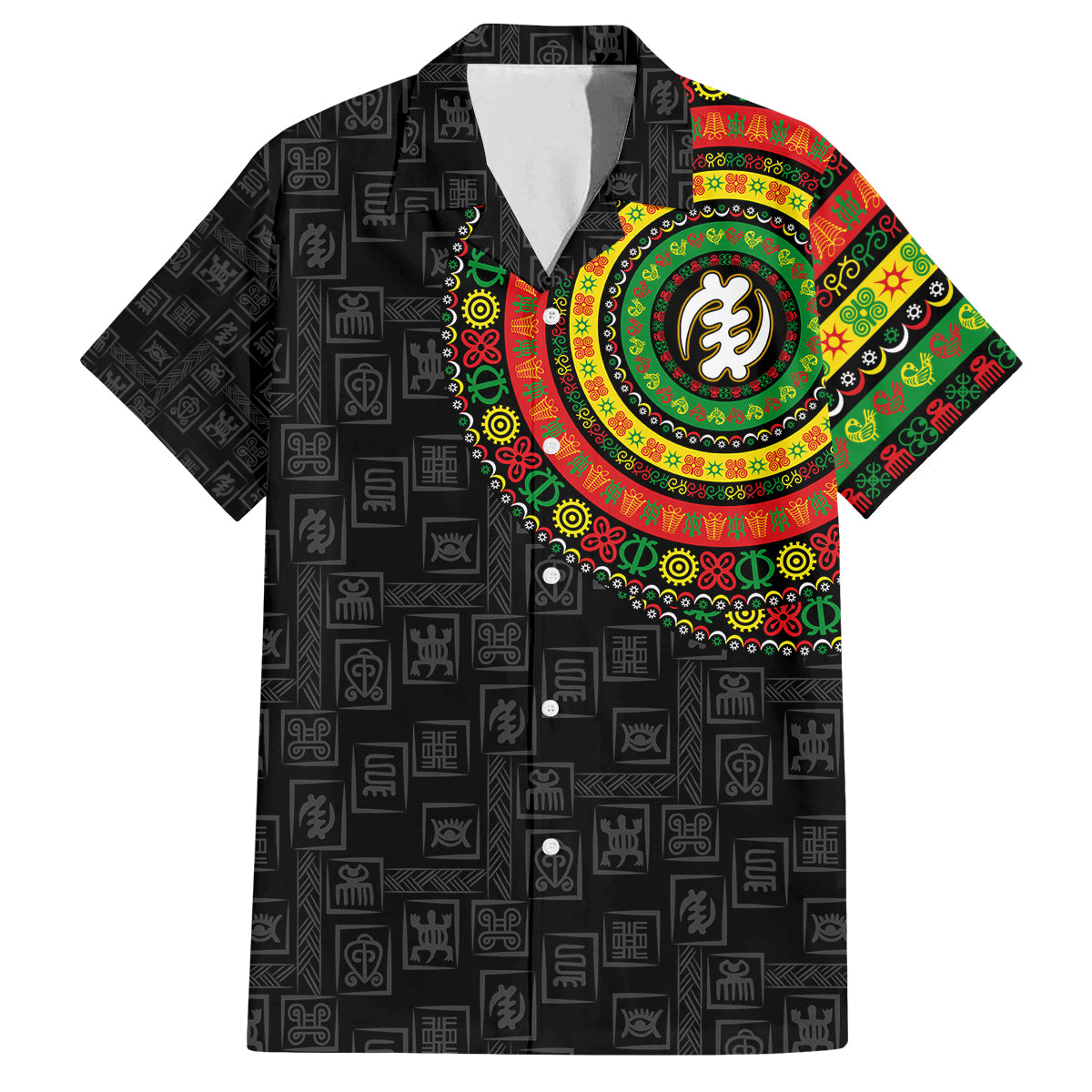 Adinkra Symbols Family Matching Summer Maxi Dress and Hawaiian Shirt African Culture - Shopicos