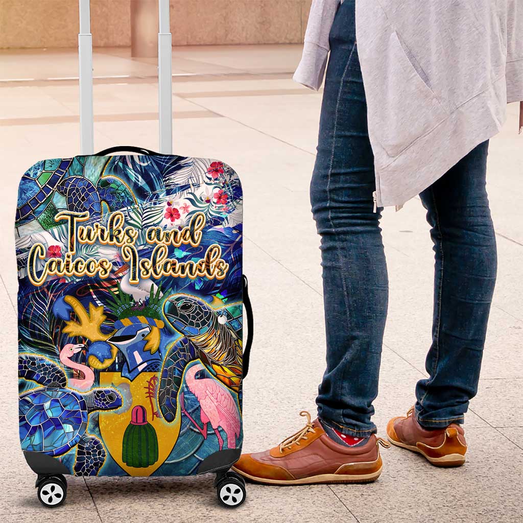 Turks and Caicos Islands Luggage Cover Sea Turtle Tropical Pattern - Shopicos