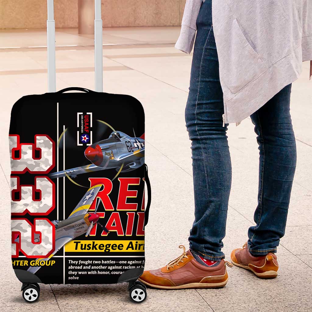 Red Tails Spitfire Tuskegee Airmen Luggage Cover 332nd Fighter Group WWII Legacy Tribute - Shopicos
