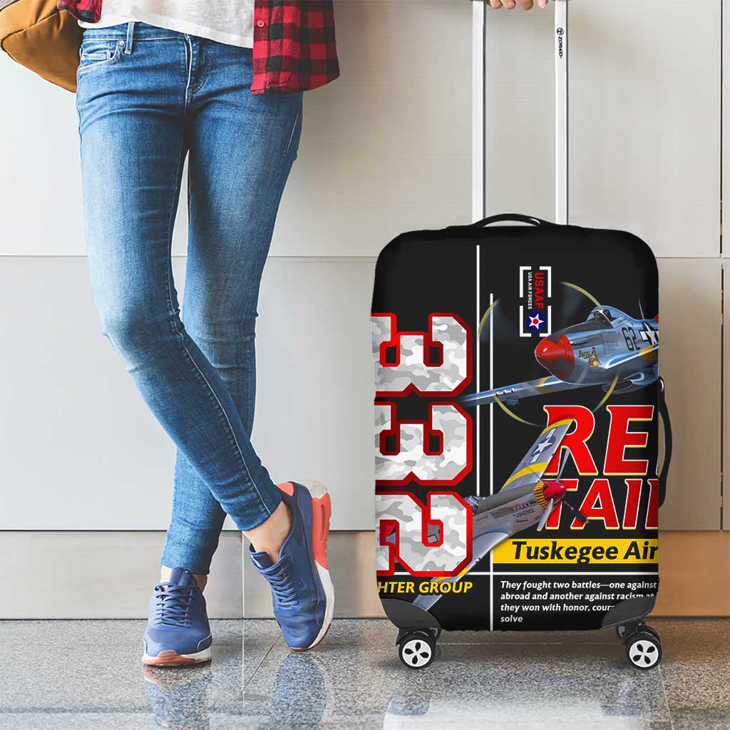 Red Tails Spitfire Tuskegee Airmen Luggage Cover 332nd Fighter Group WWII Legacy Tribute - Shopicos