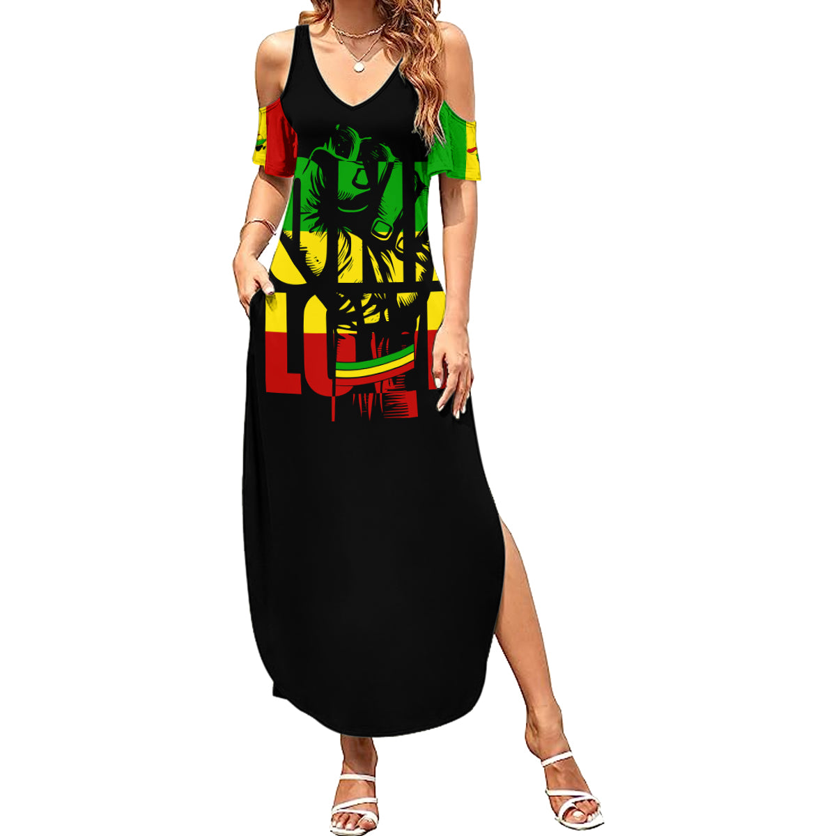 Reggae One Love Summer Maxi Dress African - Shopicos