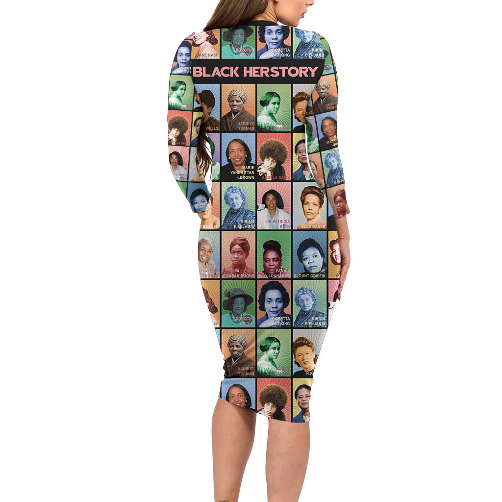 Black Herstory Long Sleeve Bodycon Dress The History Of African Women - Shopicos
