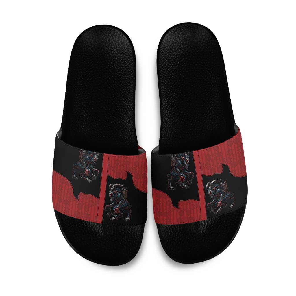 Western Yoke Slide Sandals Krampus Christmas Horror Style - Shopicos