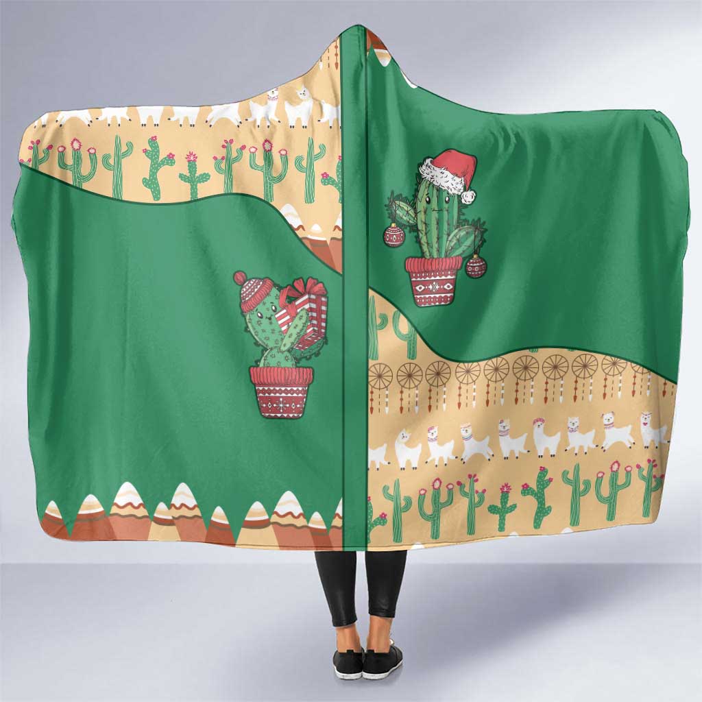Western Yoke Hooded Blanket Cactus Christmas Cute Style - Shopicos