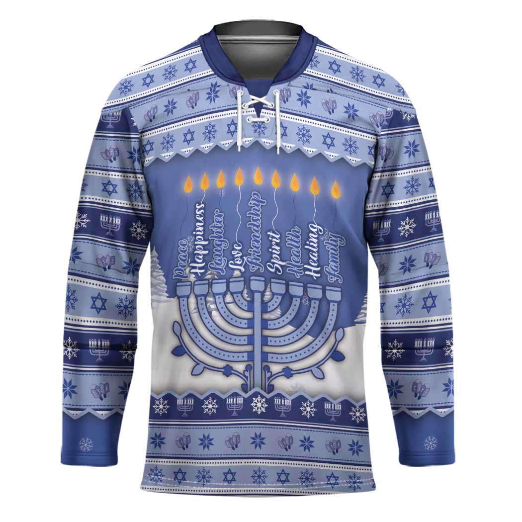 Hanukkah Christmas Hockey Jersey Love And Lights - Shopicos