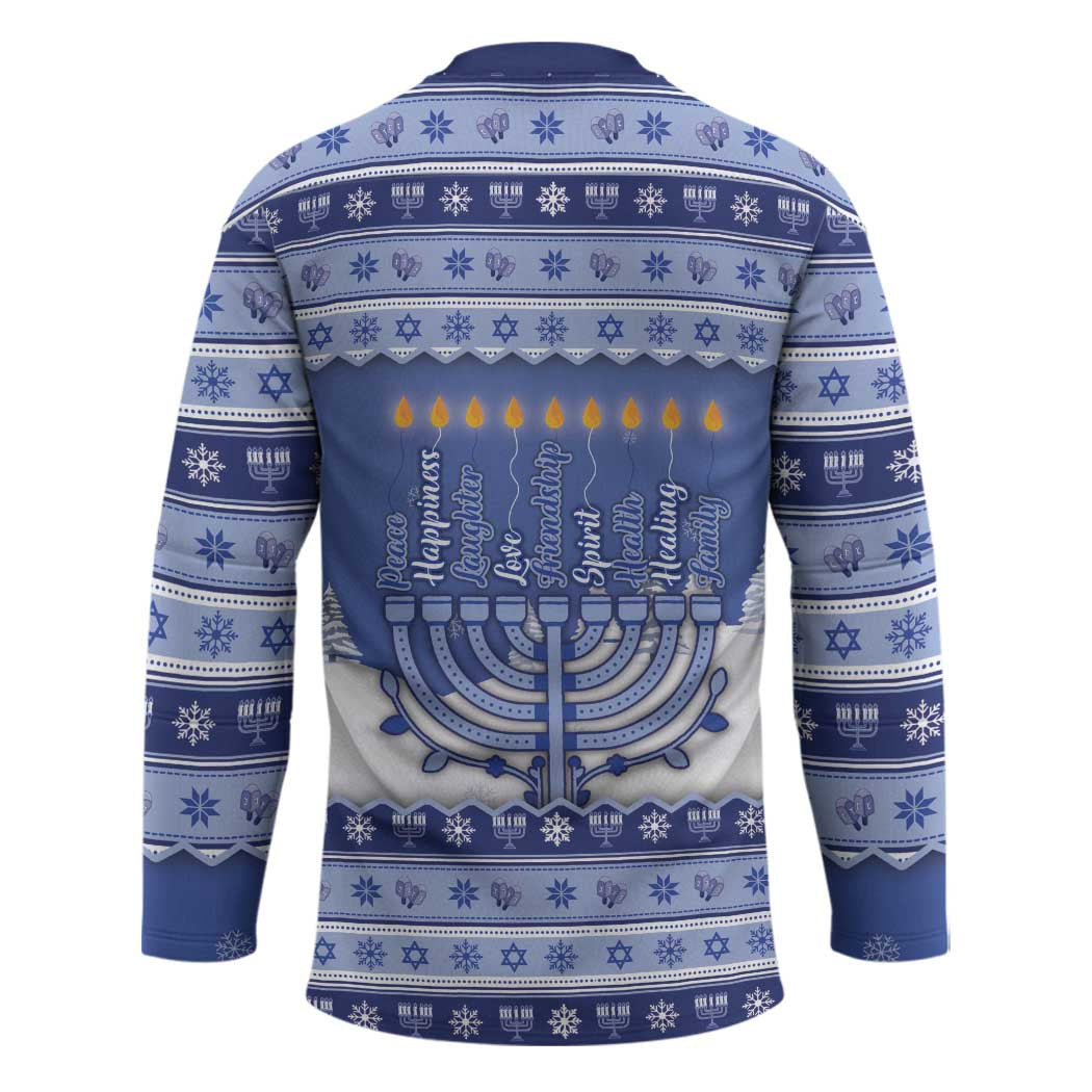 Hanukkah Christmas Hockey Jersey Love And Lights - Shopicos