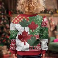 Canada Christmas Kid Ugly Christmas Sweater Maple Leaves Patchwork Style - Shopicos