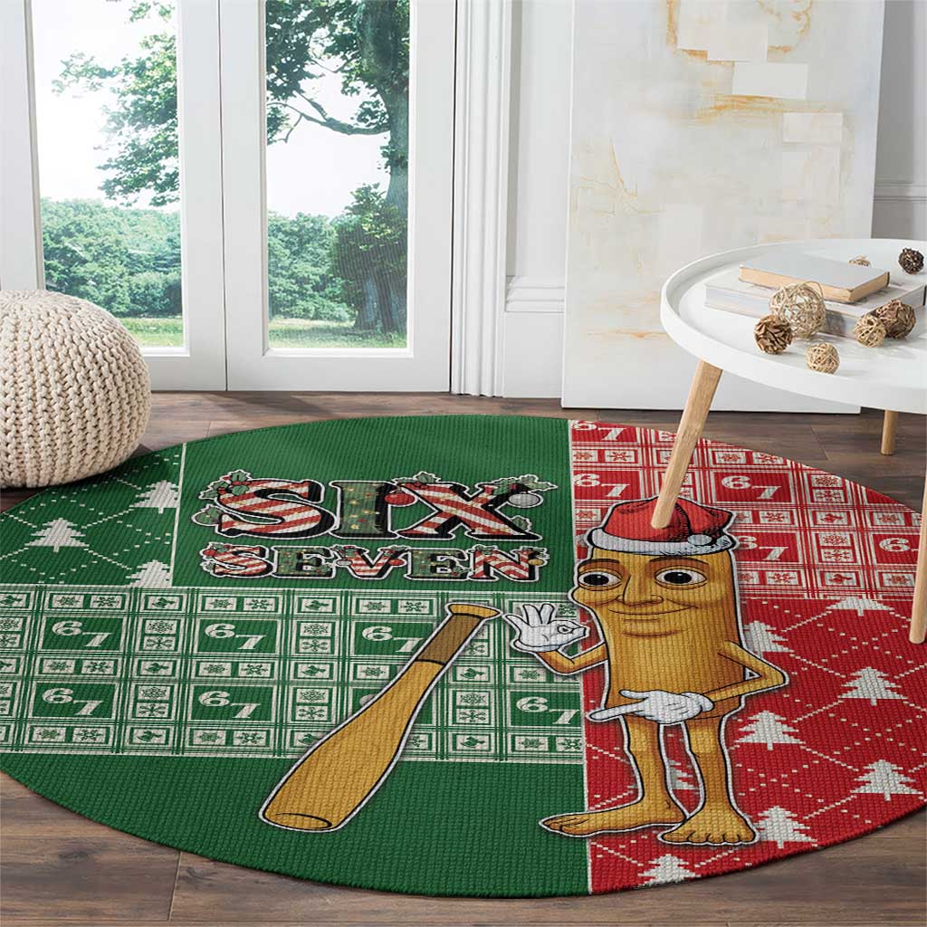 Six Seven Christmas Round Carpet Funny Tung Tung Tung Sahur - Shopicos