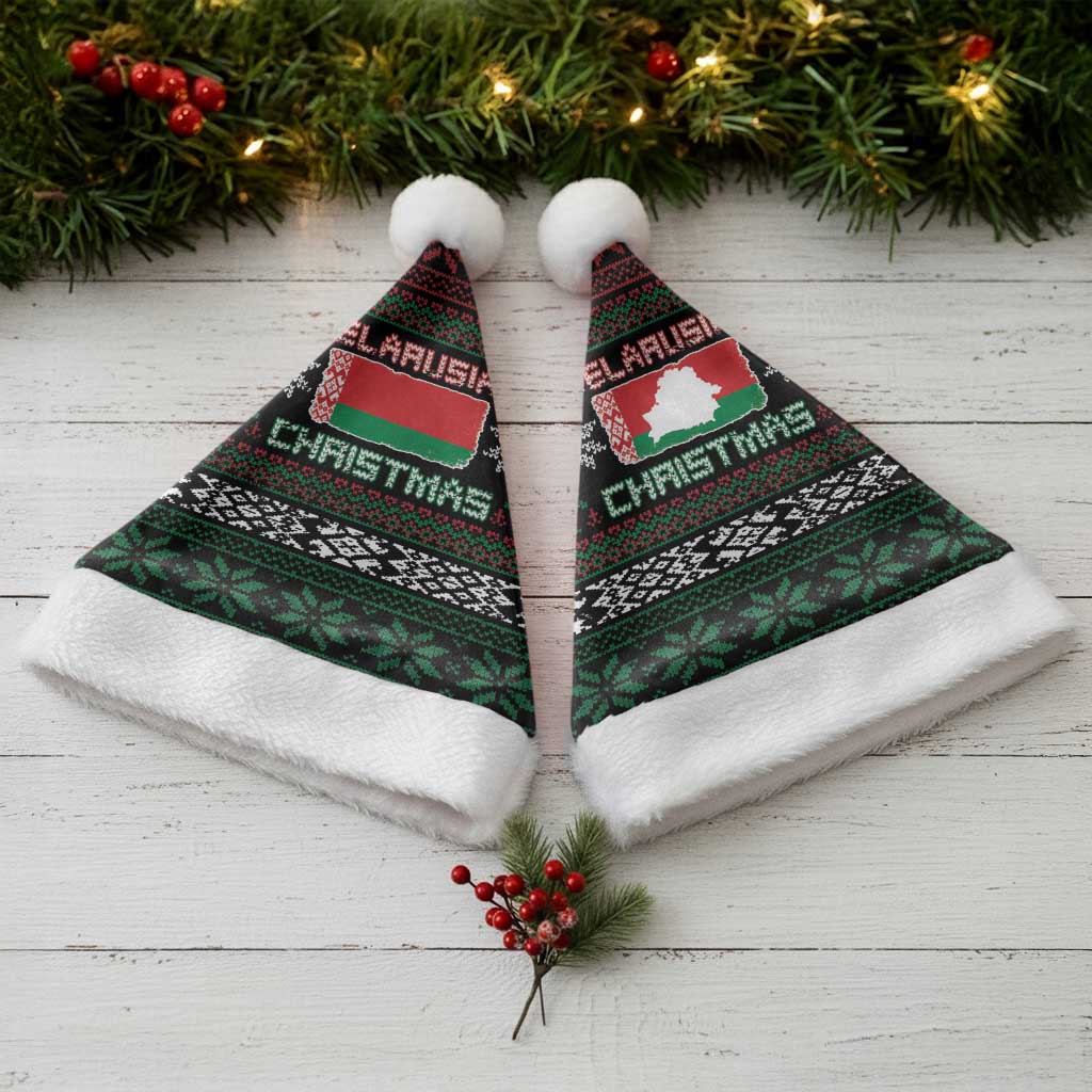 Belarus Christmas Santa Hat Flag With Belarusian Patterns - Shopicos