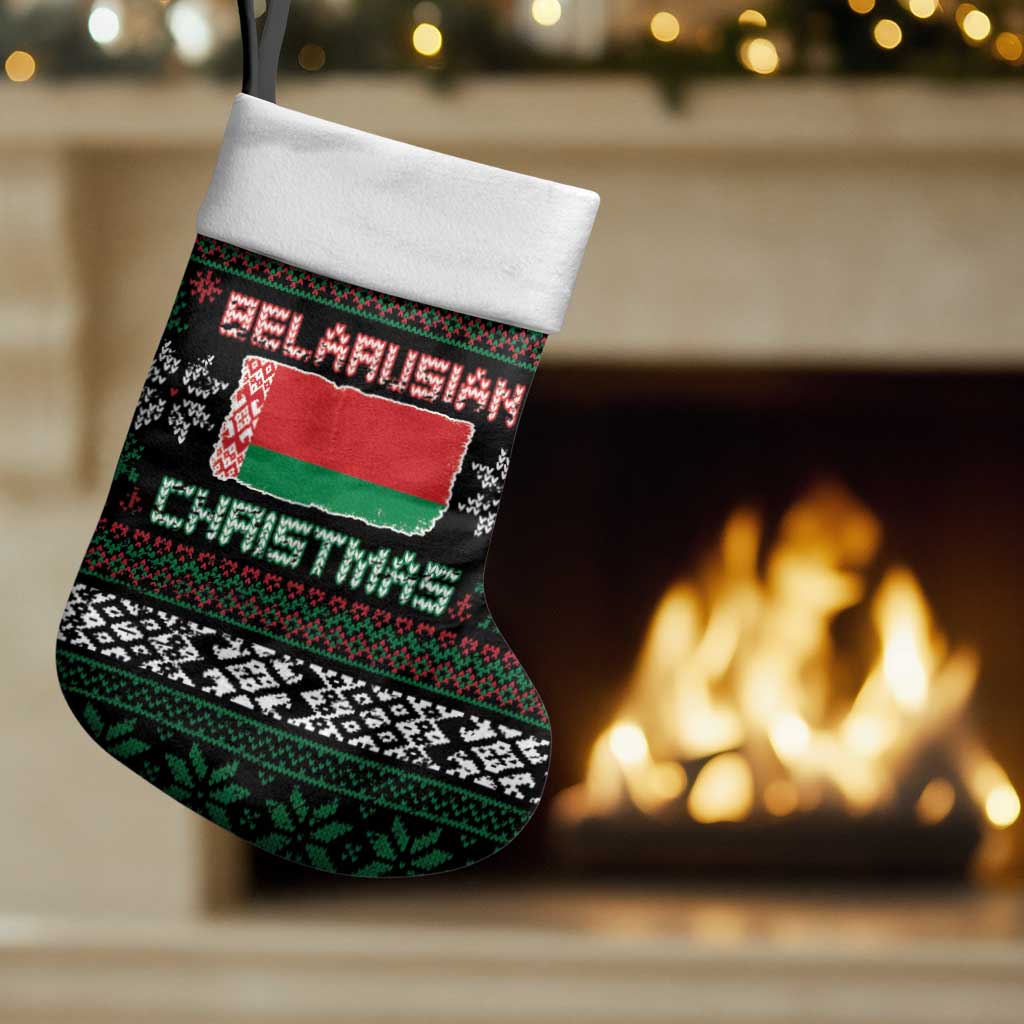 Belarus Christmas Stocking Flag With Belarusian Patterns - Shopicos