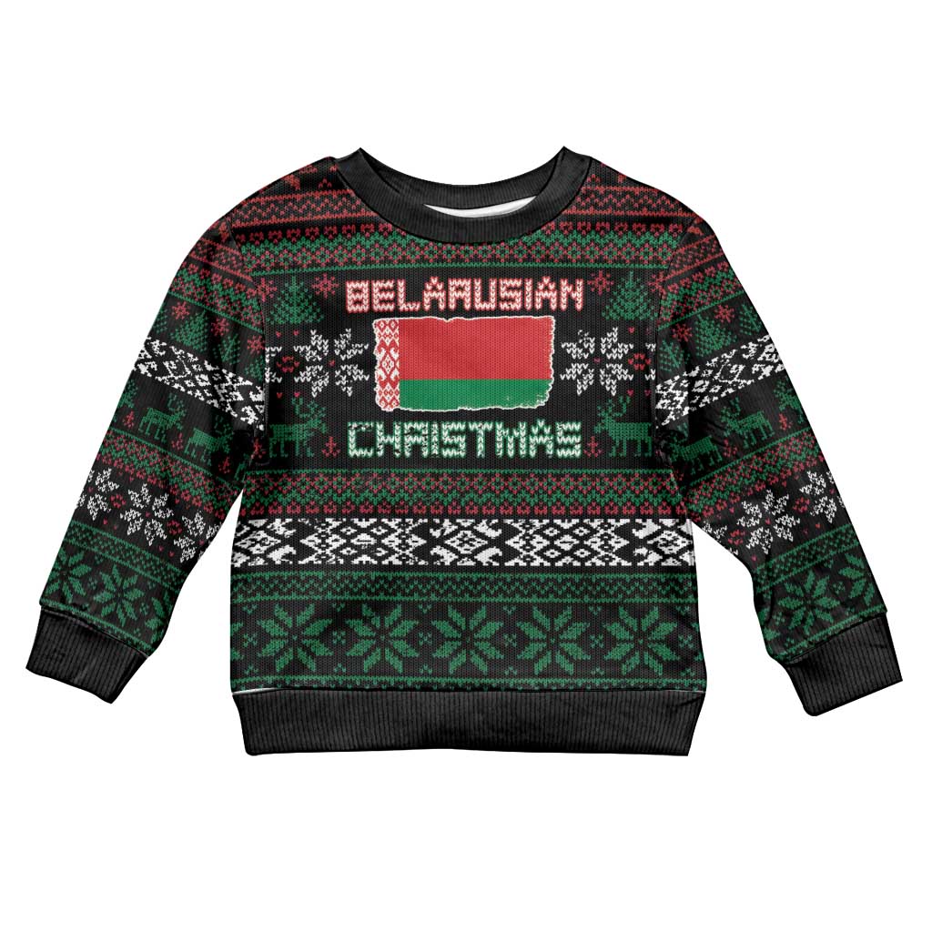 Belarus Christmas Kid Ugly Christmas Sweater Flag With Belarusian Patterns - Shopicos