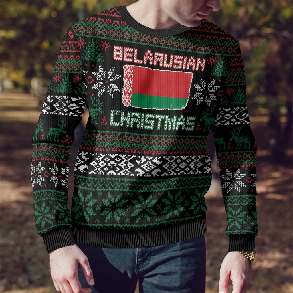Belarus Christmas Ugly Christmas Sweater Flag With Belarusian Patterns - Shopicos