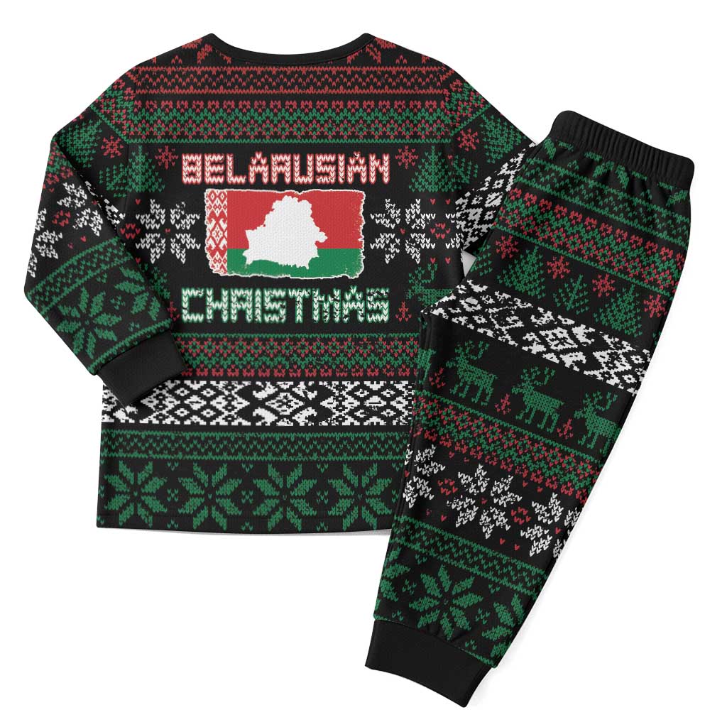 Belarus Christmas Pajama Set Flag With Belarusian Patterns - Shopicos