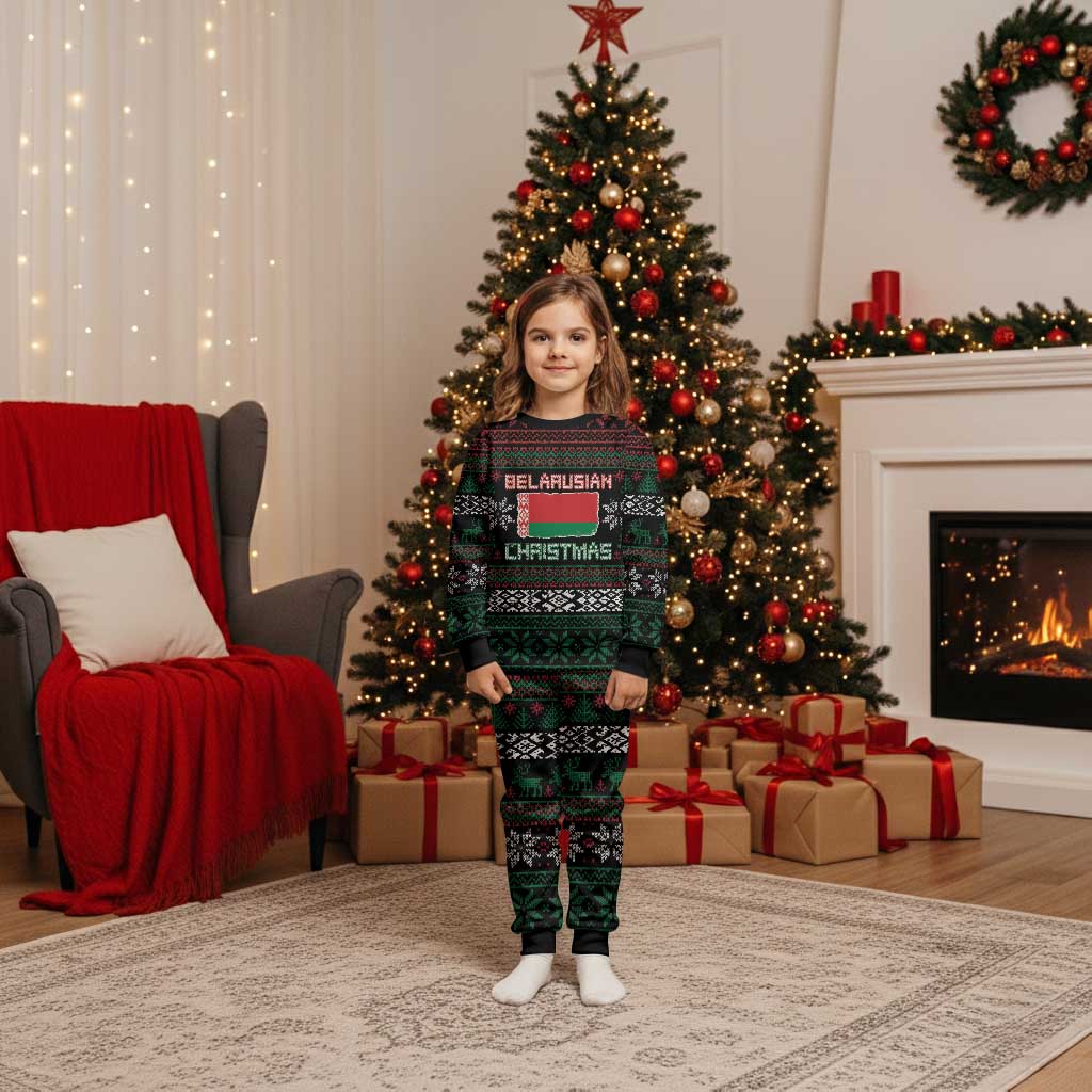 Belarus Christmas Pajama Set Flag With Belarusian Patterns - Shopicos