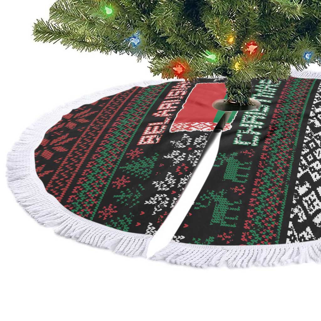 Belarus Christmas Tree Skirt Flag With Belarusian Patterns - Shopicos