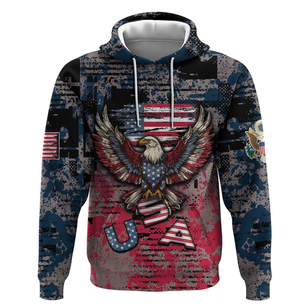 Personalized Patriotic Rebel American Hoodie Grunge USA Eagle Flag - Shopicos