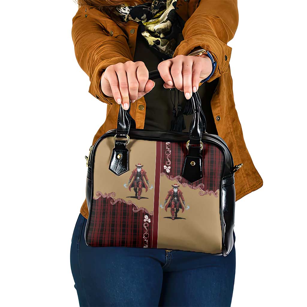 Western Yoke Shoulder Handbag Black Santa Cowboy Retro Style - Shopicos