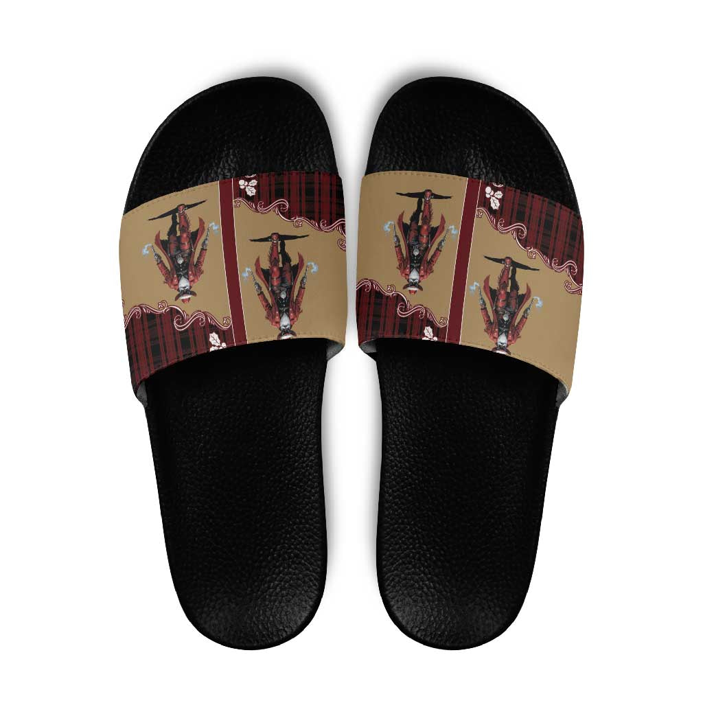 Western Yoke Slide Sandals Black Santa Cowboy Retro Style - Shopicos