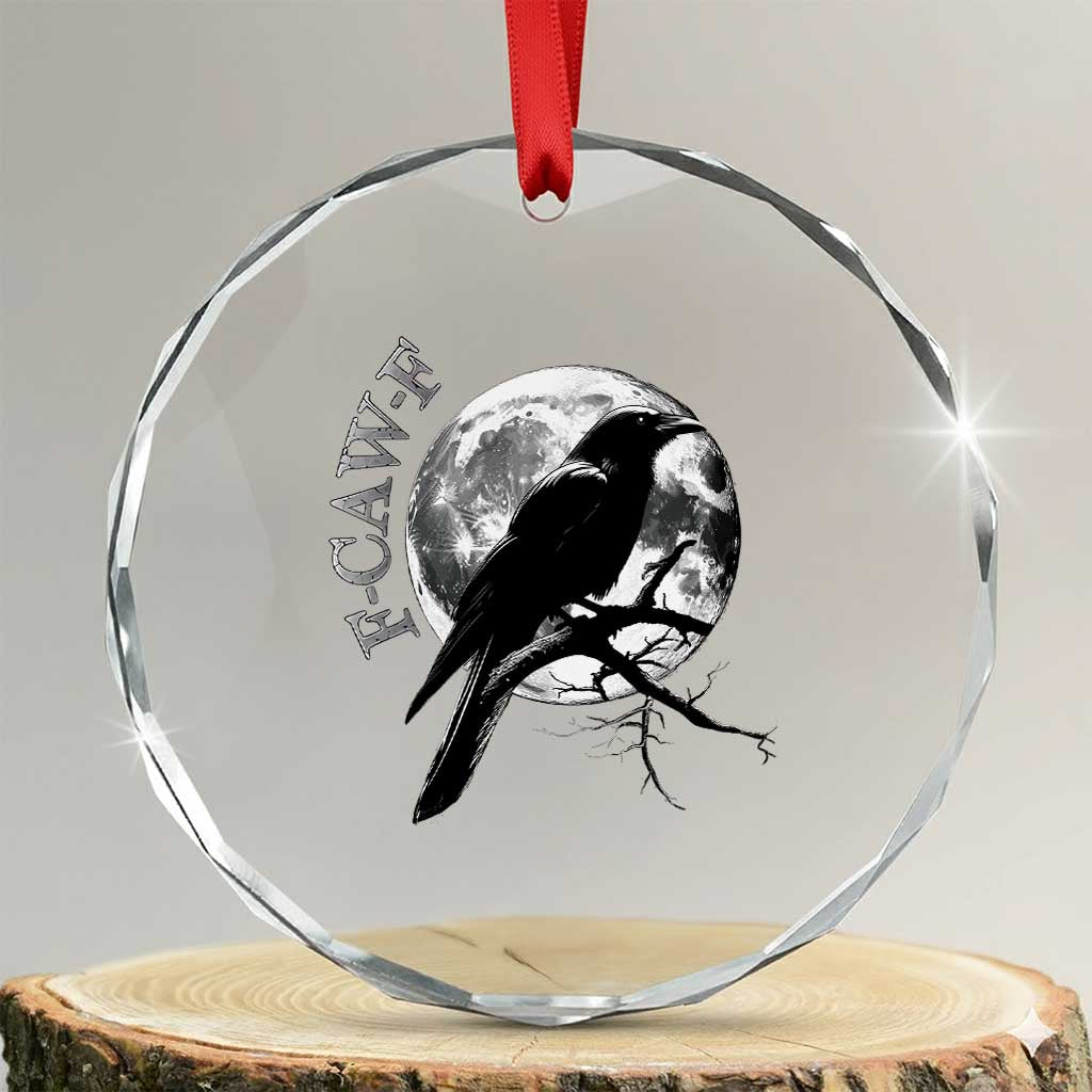 Funny F Caw F Crystal Glass Ornament Black Crow Moon Gothic Adult Humor - Shopicos