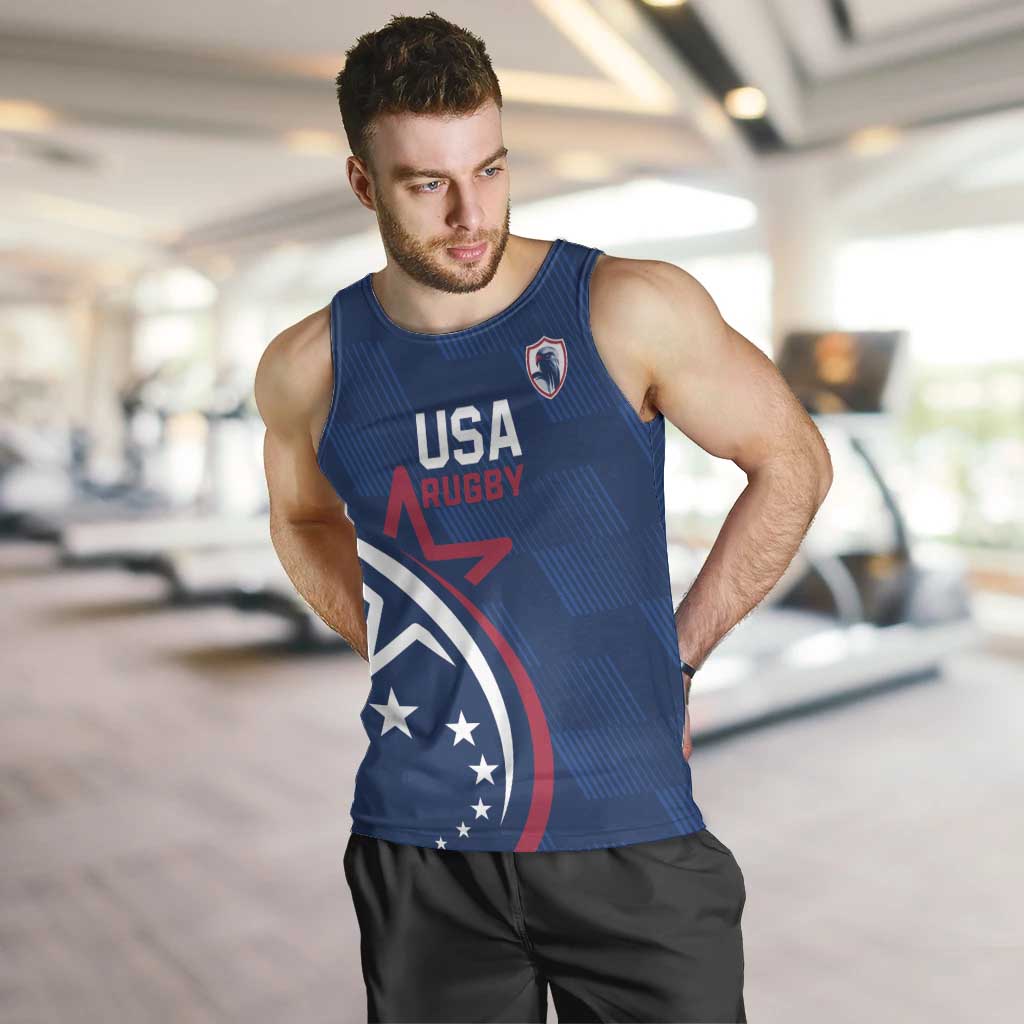 USA 2024 Rugby Men Tank Top Soar Like an Eagle Blue Version - Shopicos