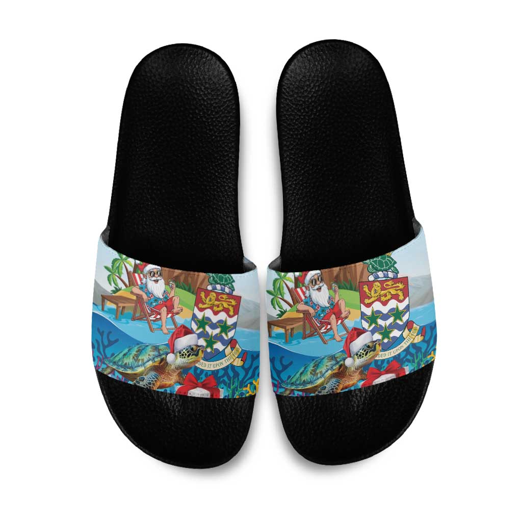 Cayman Islands Christmas Slide Sandals Santa Claus Turtle Beachy Xmas - Shopicos