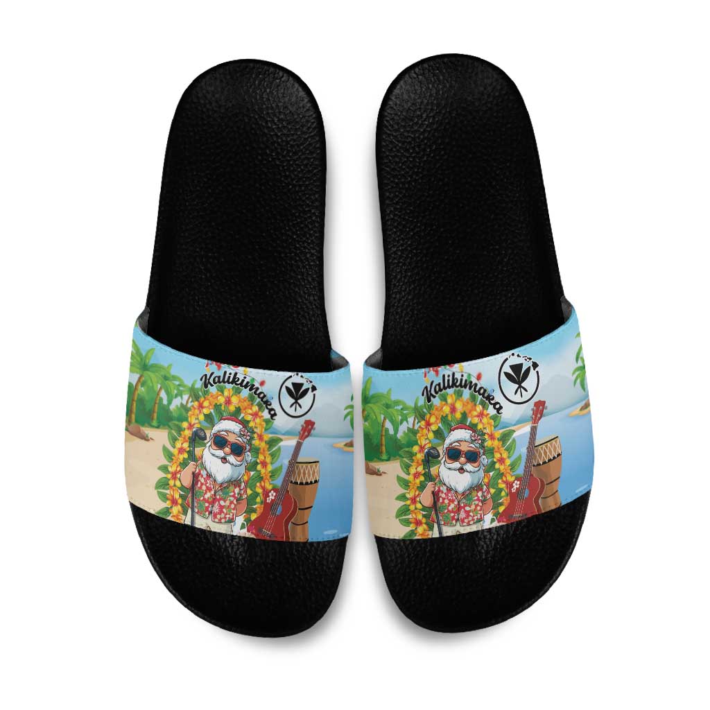 Hawaii Golf Christmas Slide Sandals Mele Kalikimaka Funny Golfer Santa - Shopicos