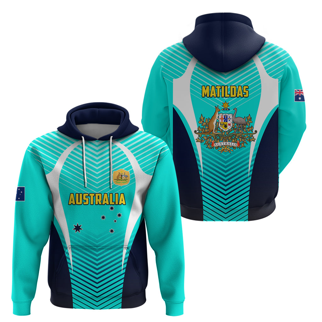 Australia Soccer Hoodie Matildas Sporty Turquoise Version - Shopicos