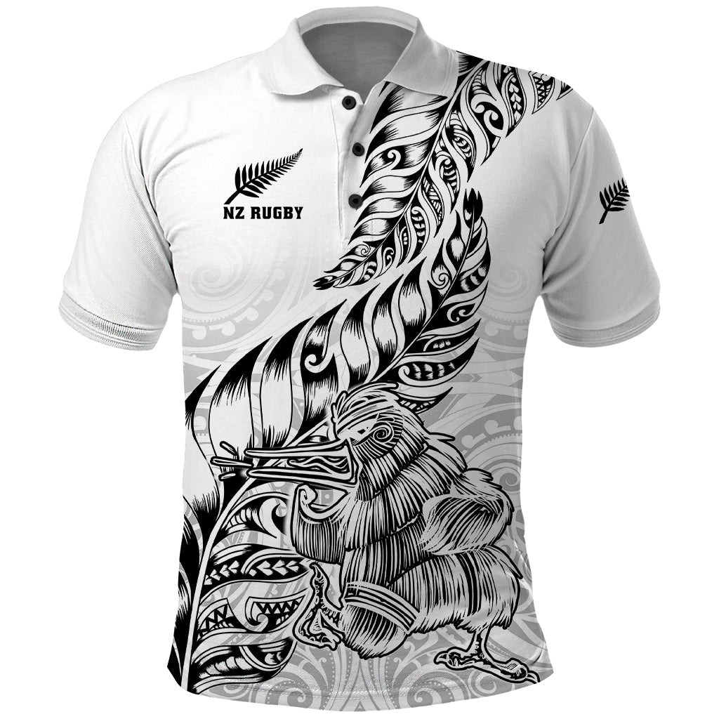 Custom New Zealand Silver Fern Rugby Polo Shirt Aotearoa Kiwi Maori White Version - Shopicos