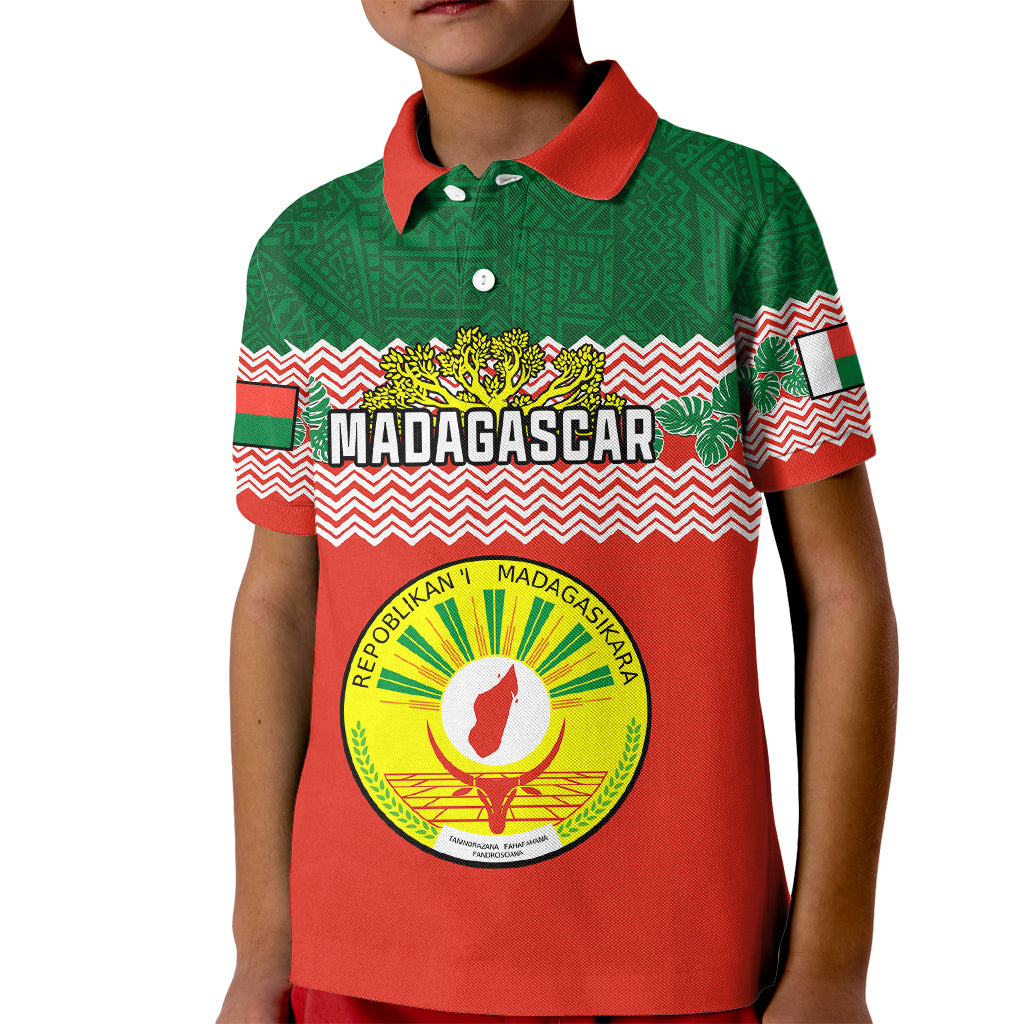 Personalised Madagascar Kid Polo Shirt Madagasikara Seal Baobab African Pattern - Shopicos