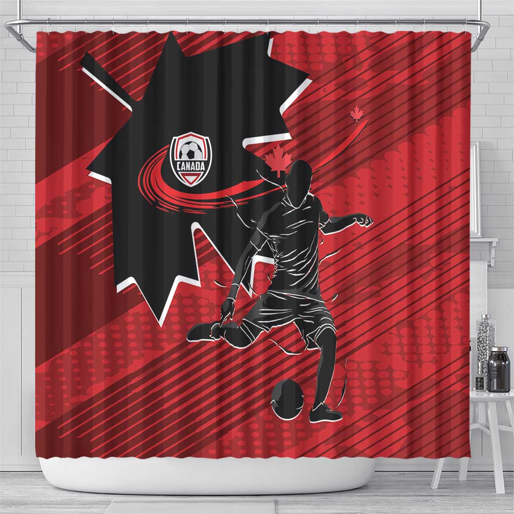 Canada Soccer Shower Curtain Maple Leaf Together We Rise