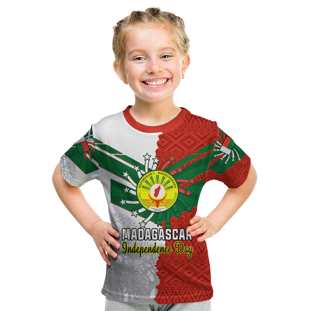 Personalised 26 June Madagascar Independence Day Kid T Shirt Baobab Mix African Pattern - Shopicos