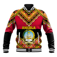 Angola Independence Day Baseball Jacket Coat Of Arms Samakaka Pattern - Shopicos
