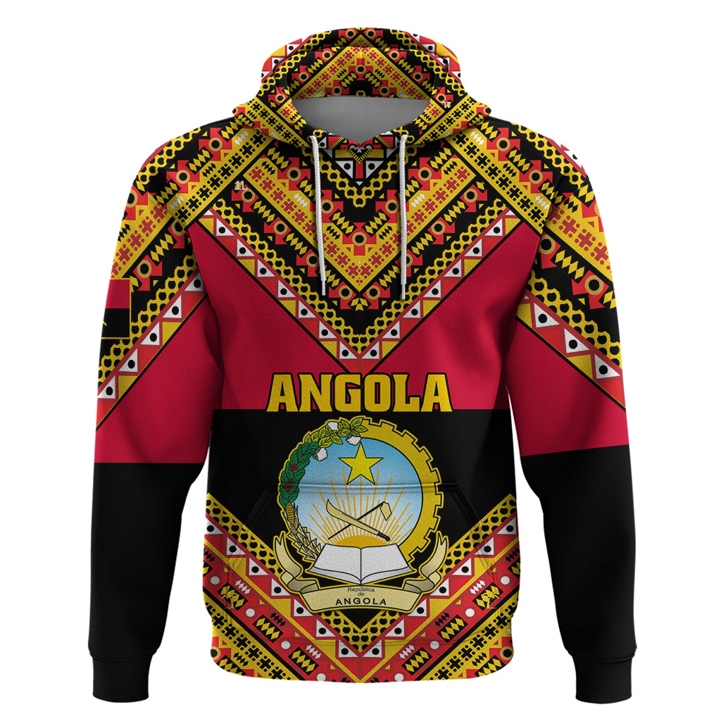 Angola Independence Day Hoodie Coat Of Arms Samakaka Pattern - Shopicos