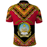 Angola Independence Day Polo Shirt Coat Of Arms Samakaka Pattern - Shopicos